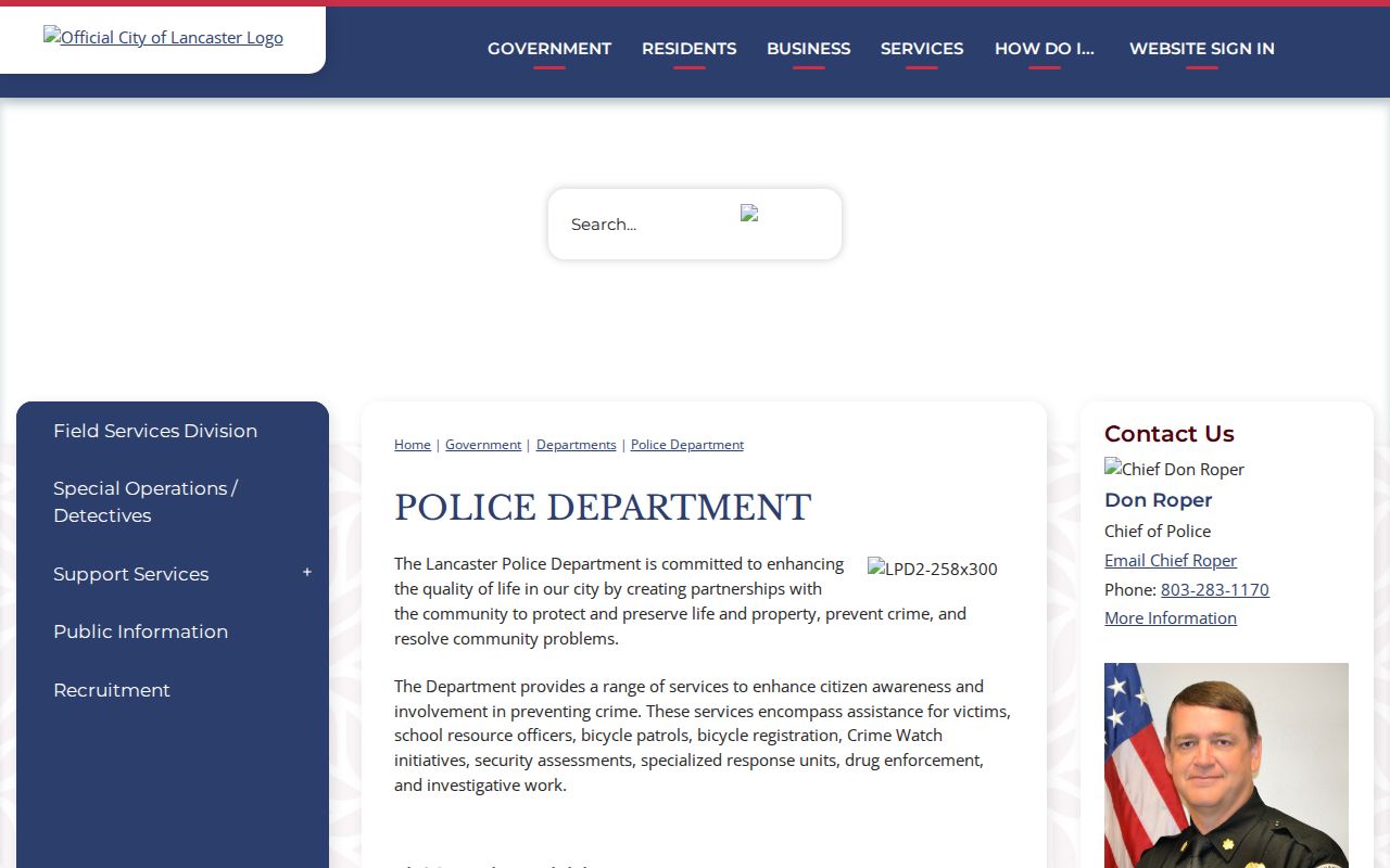 Lancaster County bench warrant service route for the city police department