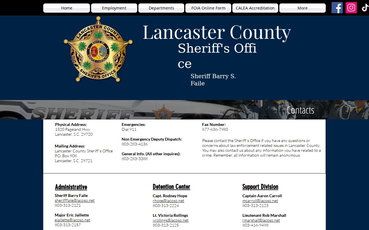 Lancaster County warrant records and official Sheriff’s Office contacts